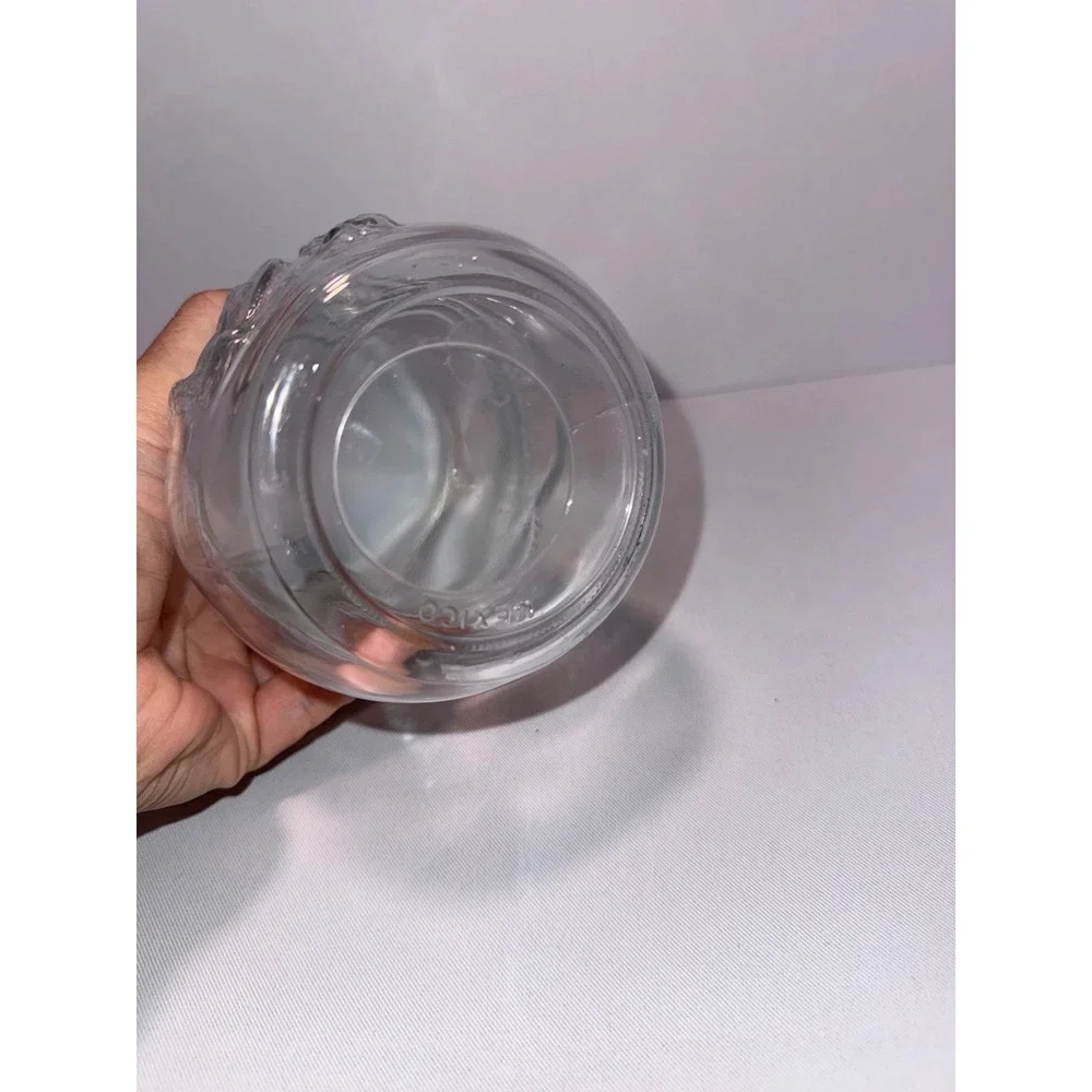 Vintage Clear Glass Snowman Canister Jar with Top Hat Lid Holiday Decor Mexico